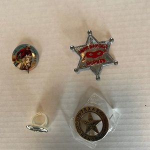 Lot of 3 Pins and a Ring. Lone Ranger and Texas Ranger